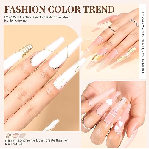 Morovan Poly Gel Nail Kits Starter Kit: Poly Nail Gel Kit for Beginners Poly Gel Kits with U V Light Gel Nail Kit DIY Extension Gel Kit Poly Nail Gel Kit with Everything