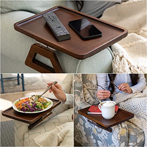 SH SIGNATURE HOME Arm Table Clip On Tray Sofa Table for Wide Couches. Couch Arm Tray Table, Portable Table, TV Table and Side Tables for Brown Regular 13.75 x 9.5inch