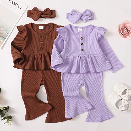 1 Year Old Girl Clothes Toddler Baby Girl Clothes Fall Winter Outfits Ruffle Sleeve Top Long Pants Cute Outfits Set 12-18 Months Girl Clothes