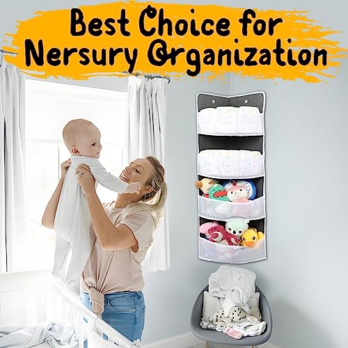 Ofiray-home Soft Corner Shelf | Safe Hanging Organizer | Child-Friendly Wall Mount Storage | for Sundries, Toys, Stuffed Animals, Diapers | for Pantry Closet Bedroom Nursery Organization 1-Pack