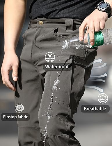 AUTIWITUA Men's Tactical Pants Water Resistant Flex Ripstop Cargo Pants Lightweight Outdoor Work Hiking Pants with Multi Pockets(No Belt)