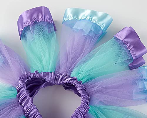 First 1st Birthday Girl Outfit Baby Mermaid Party Tutu Skirt with One Crown Headband