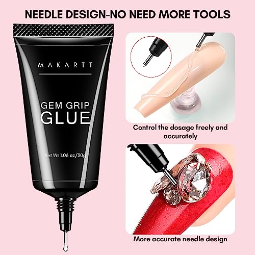 Makartt No Wipe Nail Rhinestone Glue for Nails,Nail Charm Glue Nail Gel Glue for Nail Gems Jewelry Diamonds Nail Accessories Nail Art Nail Supplies Nail Techs for Beginners Super Strong Bling Gel