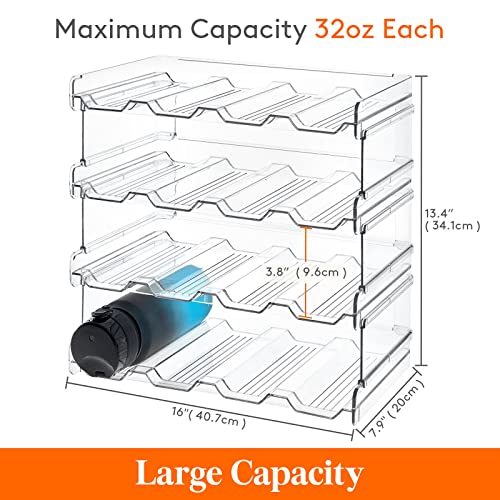 Lifewit Stackable Water Bottle Organizer for Cabinet Fridge, Water Bottle Holder, Kitchen Pantry Organization and Storage, Plastic Wine Racks, Tumbler Travel Mug Cup Holder, 4Pack, Hold 16 Bottles