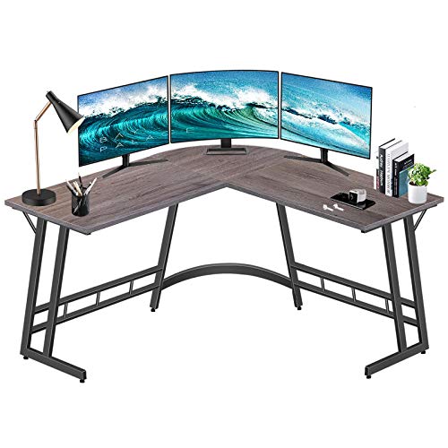 Lufeiya L Shaped Desk Corner Computer Desks for Small Space Home Office Student Study Bedroom Gaming PC Work,47 Inch Modern L-Shaped Writing Table,Grey