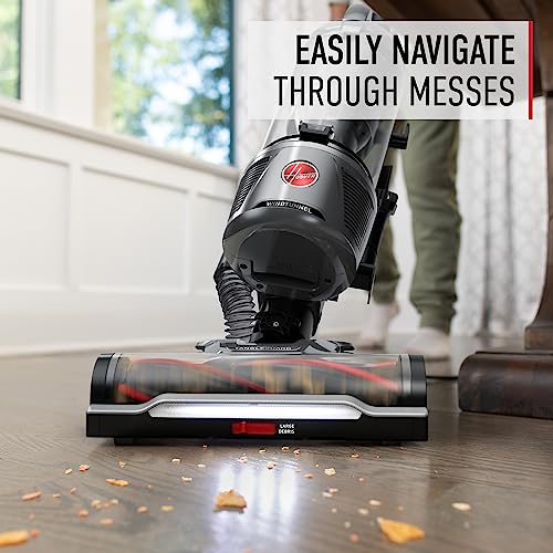 Hoover WindTunnel Tangle Guard Upright Vacuum, Bagless Cleaner, HEPA Media Filtration, For Carpet and Hard Floor, UH77100V, Gray