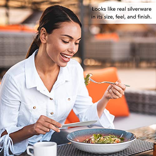 Stock Your Home 125 Disposable Heavy Duty Plastic Knives, Fancy Plastic Silverware Looks Like Real Cutlery - Utensils Perfect for Catering Events, Restaurants, Parties and Weddings (Silver)