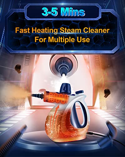 Handheld Pressurized Steam Cleaner with 11-Piece Accessory Set, Multi-Surface Steamer for Cleaning, All Natural Steam Cleaner for Home, Upholstery, Car, Floor, Grout and Tile