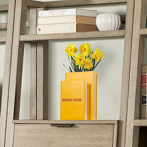 Home Decor Book Shaped Decorative Vase,Resin Vases for Home Decor,nique Home,Bedroom,Office Accent,Bookshelf Unique Vase Book Lover (Yellow)