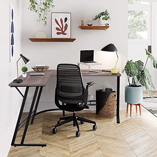 Lufeiya L Shaped Desk Corner Computer Desks for Small Space Home Office Student Study Bedroom Gaming PC Work,47 Inch Modern L-Shaped Writing Table,Grey