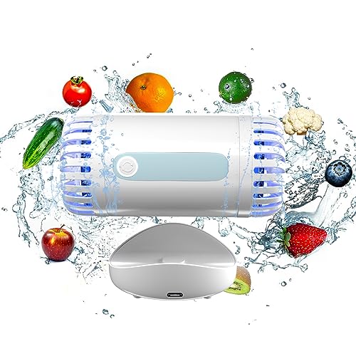 Dual-Core Fruit and Vegetable Washing Machine Wireless Charging Fruit Cleaner Device In Water Capsule Type Kitchen Gadgets Crevice Tool for veggies, Berries, Seafood, Tableware（White）