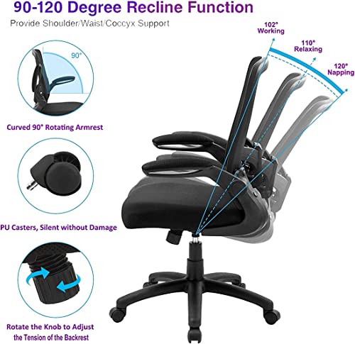 Ergonomic Desk Task Chair Clearance with Adjustable Height, Lumbar Support, High Back Mesh Computer Executive Chair with Flip up Armrests for Home Office - 300lb