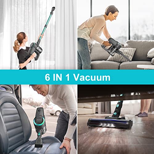 DEVOAC 𝙐𝙥𝙜𝙧𝙖𝙙𝙚 N300 Cordless Vacuum Cleaner, 6 in 1 Ultra-Lightweight Stick Vacuum, 2200mAh Battery Up to 40mins Runtime, Powerful Handheld Vacuum for Hard Floor Carpet Pet Hair Home