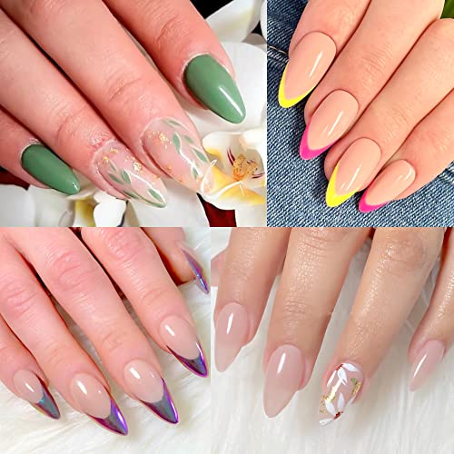 UNA GELLA Almond Fake Nails 504pcs - Medium Almond Press on Nails Clear Almond Gel Nails Tips for Full Cover Acrylic Almond Nails False Nails For Nail Extension Nail Art, Home DIY Nail Salon 12 Sizes Gelly Tips