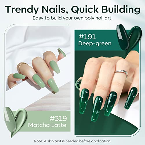 Modelones Poly Nail Gel Kit 30ml 2PCS Eucalyptus Green Dark Green Extension Builder Enhancement Professional Starter Kit All-in-One Nail Technician French Kit