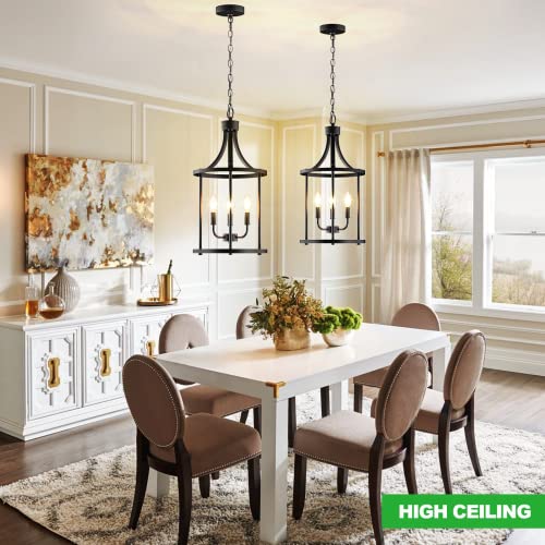 PARTPHONER Chandelier Pendant Light Fixture, 3 Light Farmhouse Black Chandelier Pendant Lighting，Open Frame Hanging Light Fixture for Dining Room Foyer Entrance Kitchen Island