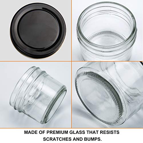 QAPPDA 4oz Glass Jars With Lids,Small Mason Jars Wide Mouth,Mini Canning Jars With Black Lids For Honey,Jam,Jelly,Baby Foods,Wedding Favor,Shower Favors,Spice Jars For Kitchen & Home,Set of 40