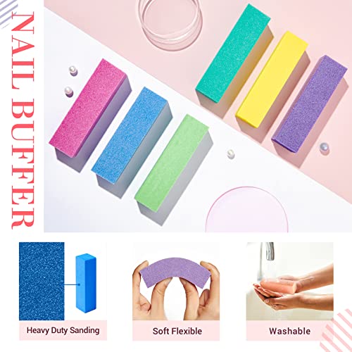 Nail Files and Buffers, AZUREBEAUTY 12Pcs Professional Manicure Tools Kit, 6 Pcs Double Sided 100/180 Grit Nail Files & 6Pcs Rectangular Nail Buffer Block