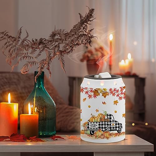 Fall Wax Melt Warmer-Fall Decor Truck Ceramic Wax Melt Warmer for Scented Wax Scent Oil Candle Autumn-Farmhouse Fall Gifts Truck Electric Scentsy Wax Warmer for Living Room Kitchen Bathroom Home