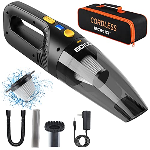 BOKIC Car Vacuum Cleaner Cordless, Cord-Free Handheld Vacuum Rechargeable, Portable High Power 8000Pa, Small Mini Handheld Detailing Cleaning Kit for Home Office
