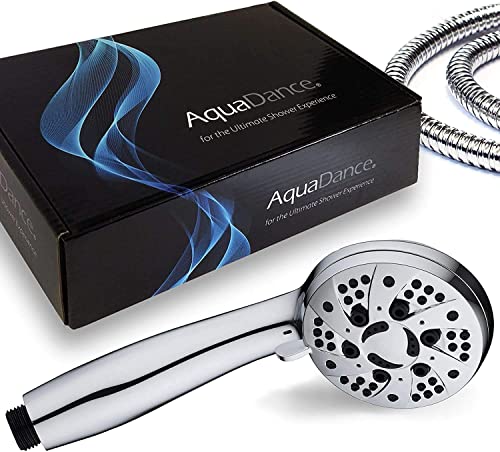 AquaDance High Pressure 6-Setting 3.5" Chrome Face Handheld Shower with Hose for the Ultimate Shower Experience! Officially Independently Tested to Meet Strict US Quality & Performance Standards!