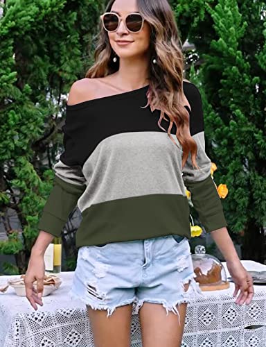 Halife Tunic Tops to Wear with Leggings Long Sleeve Color Bock Shirts Fall Outfits Green S