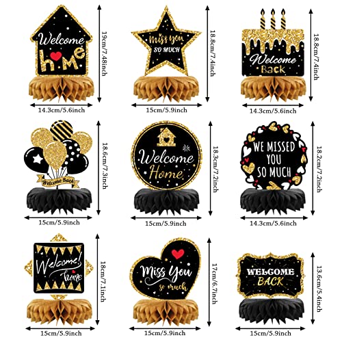 Welcome Home Decorations, 9Pcs Black and Gold Welcome Home Table Decor for Welcome Home Party Decorations, Welcome Home Party Supplies