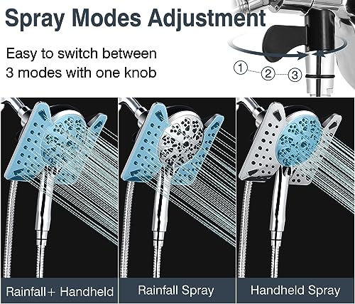 INAVAMZ Shower Head with handheld High Pressure: 7.5" Rain Shower Head & Hand Held Shower Head 2-in-1 Showerhead with 60” Flexible Stainless Steel Hose, cUCP and CEC certified