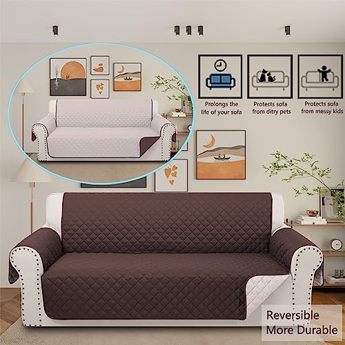 Luxshare Home Reversible Sofa Covers Couch Cover Furniture Protector(Sofa,Chocolate/Beige)