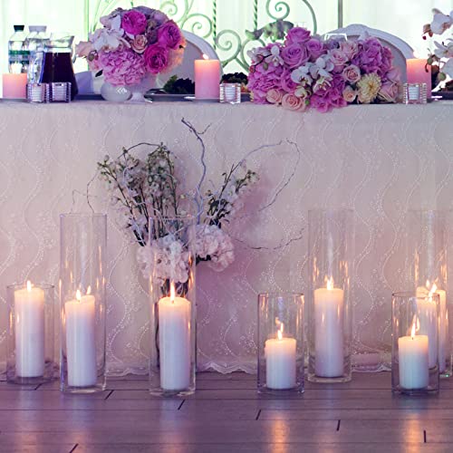 24 Pack Glass Cylinder Vases Tall Vases for Centerpiece Floating Candle Holder Clear Flower Vases Bulk for Tables Wedding Party Home Event Formal Dinners Decorations(4 x 14 Inches)