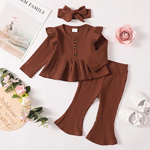 1 Year Old Girl Clothes Toddler Baby Girl Clothes Fall Winter Outfits Ruffle Sleeve Top Long Pants Cute Outfits Set 12-18 Months Girl Clothes