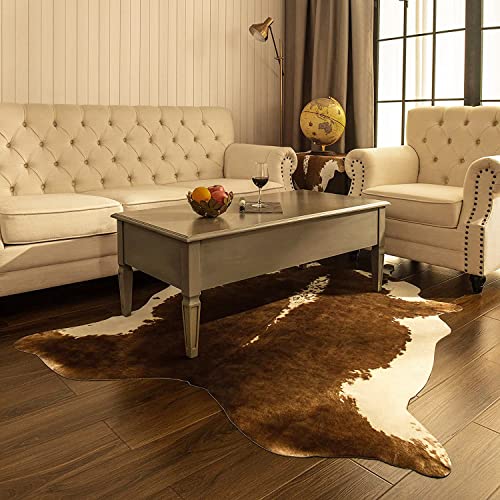 BENRON Premium 5'2''x6'3'' Cow Print Area Rug, 62x75 Inch Faux Fur Cowhide Rugs, Cute Animal Printed Carpets for Bedroom Living Room Home Western Decor