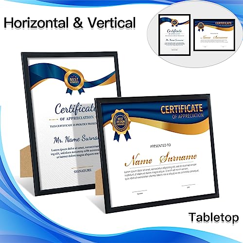 ELSKER&HOME 8.5 x 11 Frame Black 12 Pack, Certificate Award Document Diploma Frame Multi Pack, 8.5x11 Picture Frame for Wall & Tabletop Mounting in Horizontal or Vertical Format