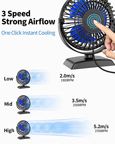 AaoLin Desk Fan, USB Small Fans with 3 Speeds Strong Airflow, Quiet Portable, 360° Rotation Personal Table Fan for Home,Office, Bedroom Desktop