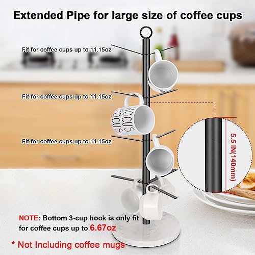 HarJue Mug Holder Tree, Coffee Cup Stand Holder, Thick Base Mug Rack with 9 Hooks for Kitchen Home Bar Cabinet, Matte Black