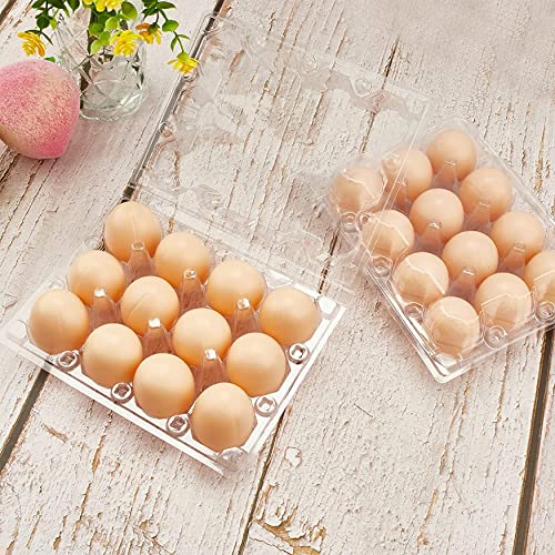 60 Pack Plastic Egg Cartons Cheap Bulk 1 Dozen Clear Empty Egg Cartons for Chicken Eggs, Reusable Egg Carton for Home Ranch Chicken Farm, Commercial Business Market Display, 3x4 Grids, M