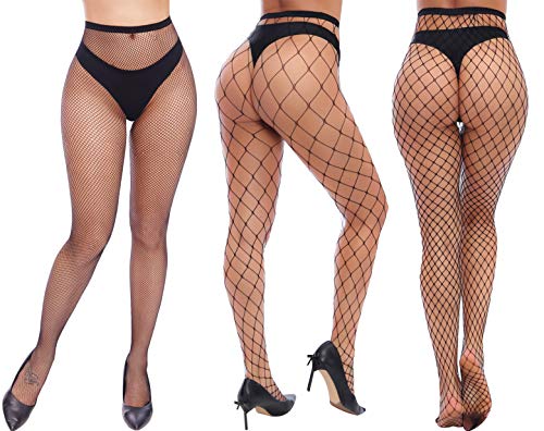 Charmnight Womens High Waist Tights Fishnet Stockings Thigh High Pantyhose 3 Pair(1)