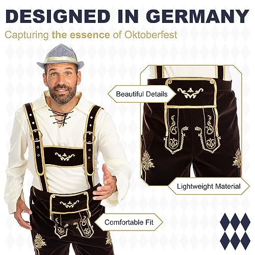 MOKE Oktoberfest Costume Men's Traditional Bavarian Guy Adult Costume for Oktoberfest and Costume Parties - Dark Brown - Medium