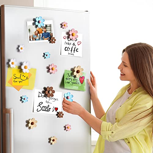 25 Pieces Flower Fridge Magnets, Mini Daisy Refrigerator Magnets Cute Magnets for Locker Whiteboards Home Office Decor