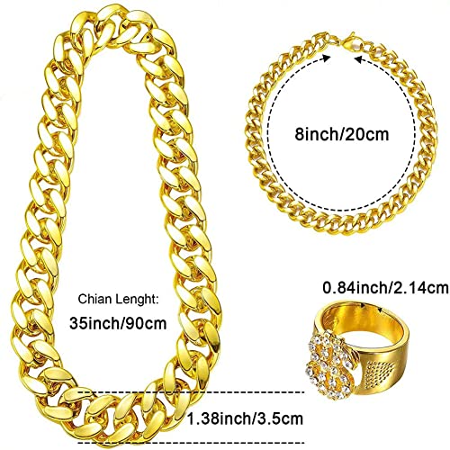 80s 90s Rapper Costumes Outfit for Men Women 90s Hip Hop Big Fake Gold Chain Party Sunglasses 80s Accessories