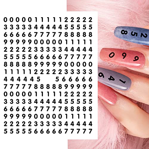 DANNEASY 8 Sheets Small Number Nail Art Stickers for Women Kids Girl Number for Nails Self Adhesive Nail Stickers Number Nail Decals 3D Nail Design Nail Decoration