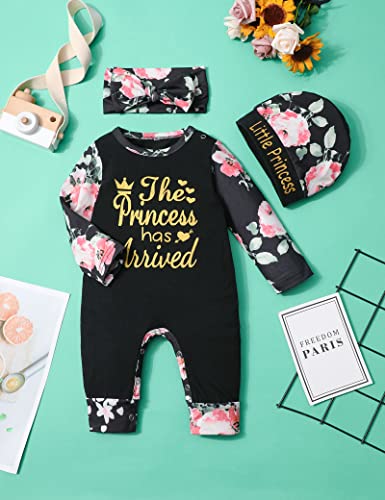 Newborn Baby Girl Clothes Infant Winter Onesies Floral Romper Footless 3PCS Baby Girl Outfits Set 0-3 Months