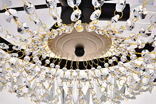 Bestier Modern French Empire Black Crystal Semi Flushmount Chandelier Lighting LED Ceiling Light Fixture Lamp for Dining Room Bathroom Bedroom Livingroom 4 E12 Bulbs Required D14 in X H8 in