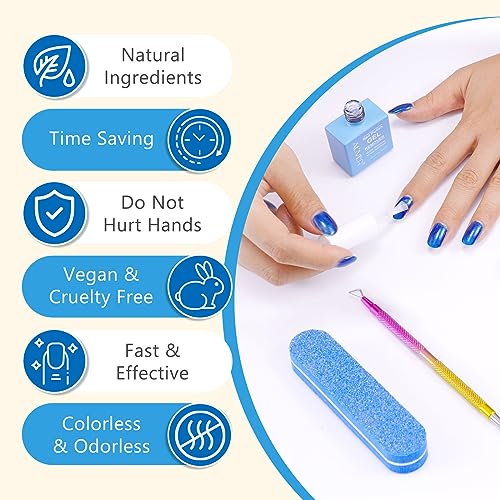 Gel Nail Polish Remover, Peel off in 3-5 Min, Quick & Easy Removes Gel Nail, Acrylic & Shellac Nails with Nail File + Nail Polish Scraper, Do Not Hurt Your Nails