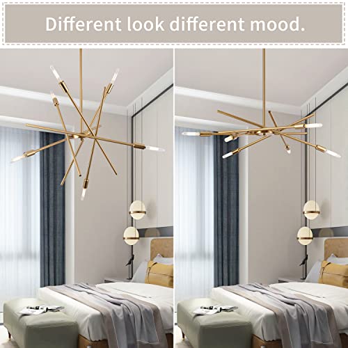 Mccokaige Modern Led Chandelier 6-Lights Gold Sputnik Chandeliers Gold Modern Chandeliers Contemporary Chandeliers for Dining Room Mid Century Pendant Lighting Mid Century Farmhouse Chandelier