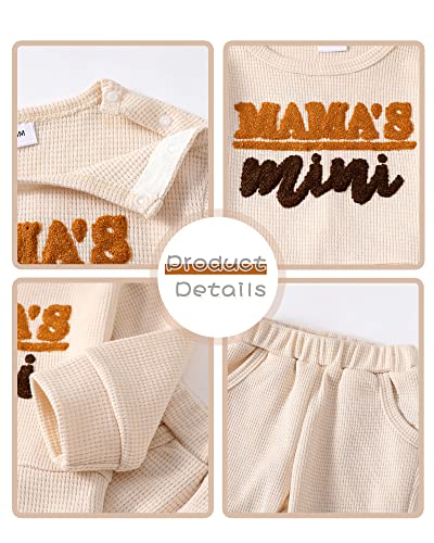 Mikrdoo Toddler Girls Clothes 2T 3T Baby Girl Outfits Long Sleeve Sweatshirt Top Pants Set Little Girl Clothes Fall Winter Clotheing 2t-3t Apricot