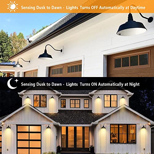 SUNEASY Farmhouse Outdoor Lighting, Wall Lights, Large Porch Light, Black Outdoor Light Fixture with Dusk-to-Dawn for Garage Warehouse