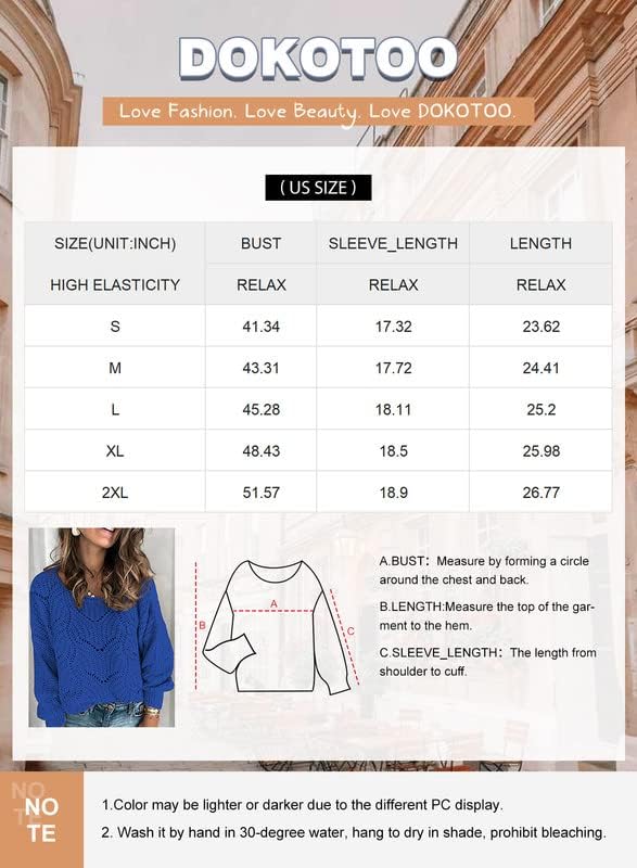 Dokotoo Womens Winter Fall Crewneck Sweaters Long Sleeve Solid Hollow Out Autumn Winter Fall Plain Casual Loose Chunky Knit Pullover Sweaters Jumper Tops Red X-Large