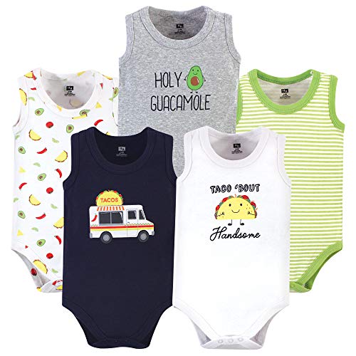 Hudson Baby Unisex Baby Cotton Sleeveless Bodysuits, Taco Truck, 3-6 Months