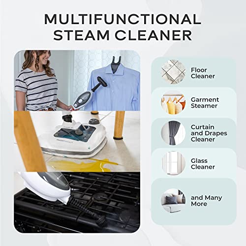 Steam and Go Steam Mop Floor Steamer with Handheld Steam Cleaner for Tile and Grout, Hardwood Floors, Laminate, Glass, Fabric, Upholstery, Garments, Metal, Carpet, Granite, and Countertops, 2-Tank Refilling System